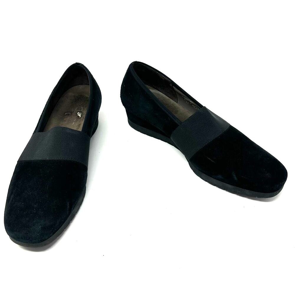 Gabor Size 7.5 Slip On Black Suede 1.5" Heel Square Toe Formal Business‎ Comfort
